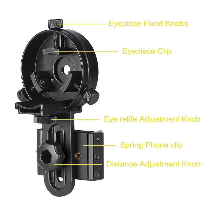SOLOMARK Cell Phone Adapter Mount for Vortex Bushnell Celestron Barska Spotting Scope Big Eyepiece Adapter Mount Work with Binoculars Monocular Spotting Scope Telescope For iPhone 6Plus Samsung HTC LG and More - Image 3